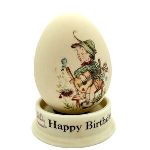 Goebel Germany Hummel Happy Birthday Porcelain Egg Figurine Boy w/ Guitar RARE